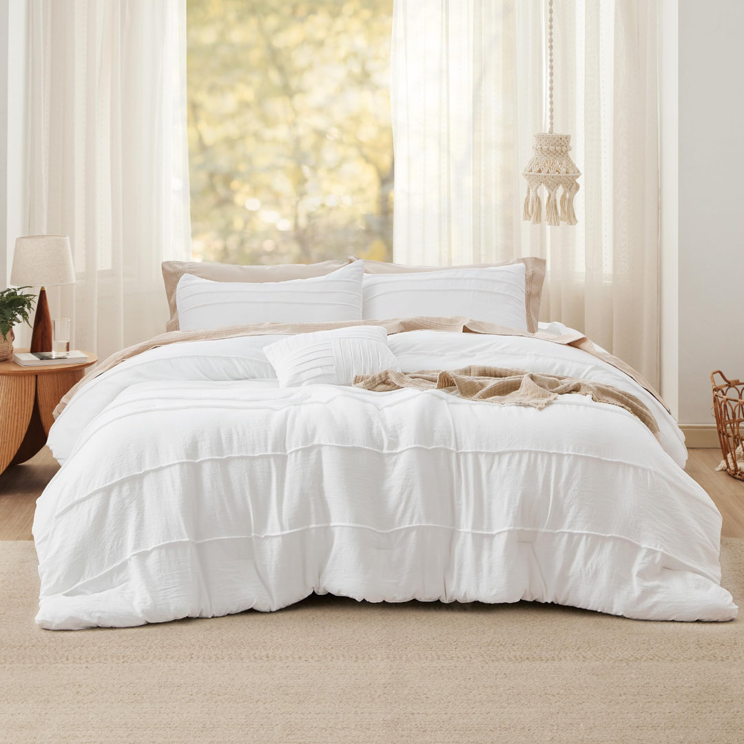 Best Seller Bedsure Prewashed Microfiber Pinch Pleat Comforter Set-89GSM